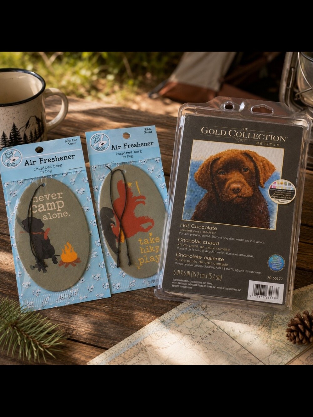 Dog Is Good Dog Air Fresheners + Chocolate Lab Cross Stitch Kit Lot of 3